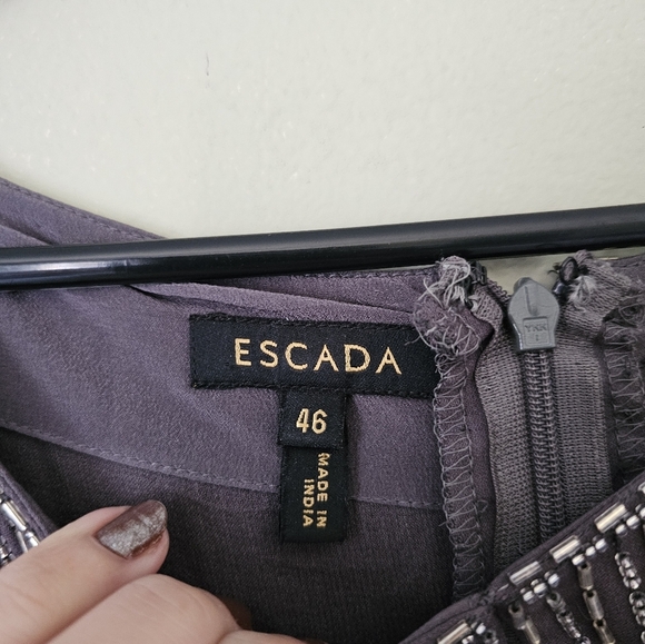 Escada Silk Couture Beaded Metallic Key Hole Dress - Picture 4 of 8